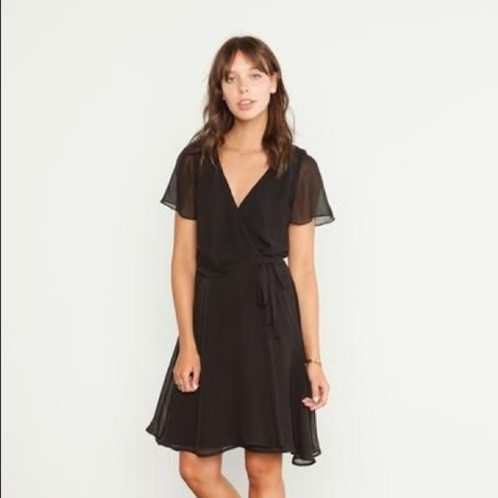 Black silk wrap dress